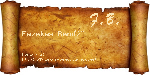 Fazekas Benő névjegykártya